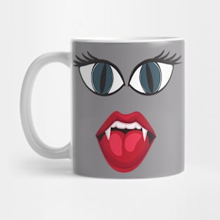 Sassy Vampire Halloween Monster Face Twelve With Fangs Costume Tee Mug